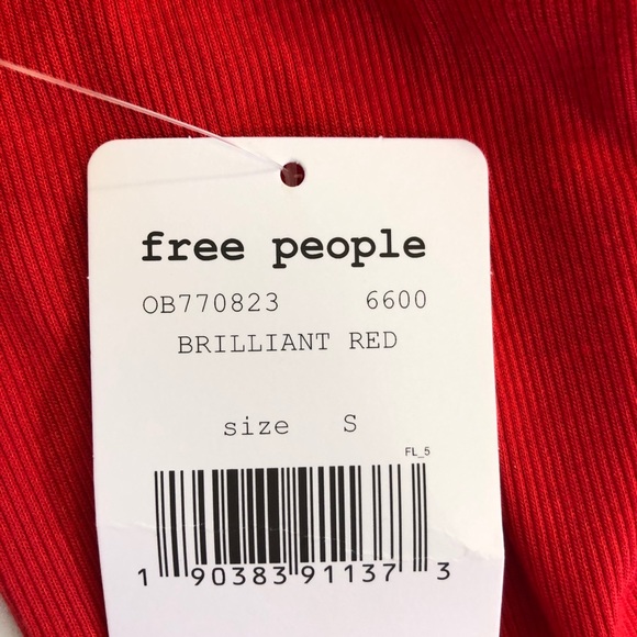 Free People Red Open V Front Turtle Neck Collar Shift Top - Picture 7 of 10